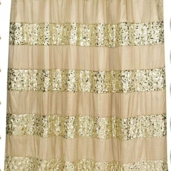 Sweet Home Collection Sinatra Fabric Shower Curtain and Hook Set - Picture 3 of 5